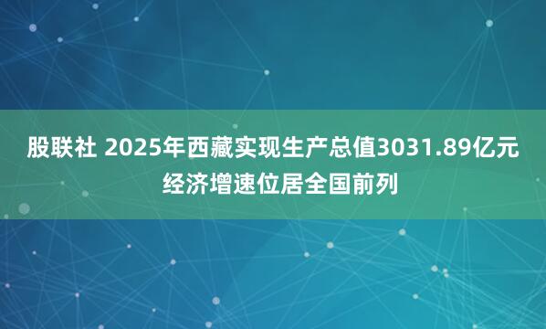 股联社 2025年西藏实现生产总值3031.89亿元  经济增速位居全国前列